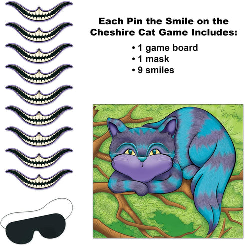 Beistle Pin The Smile On The Cheshire Cat Games, 6-Pack Party Poster Set- Fun Alice in Wonderland-Themed Activity for Birthdays, Tea Parties & Fan...