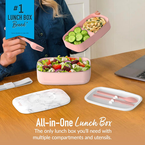 Bentgo Classic - Adult Bento Box, Stackable 3-Compartment Lunch Box with Removable Utensil Set and Sealing Strap, BPA-Free, Food Container Ideal f...