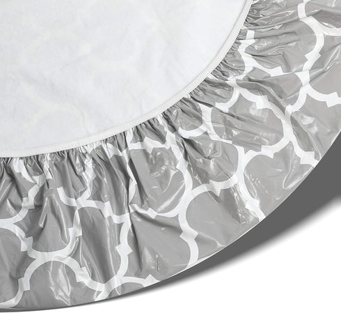 Rally Home Goods Outdoor Fitted Vinyl Rectangular Tablecloth with Flannel Backing for 6 FT Table (30 x 72''), Waterproof Wipeable Cover, Gray Trel...