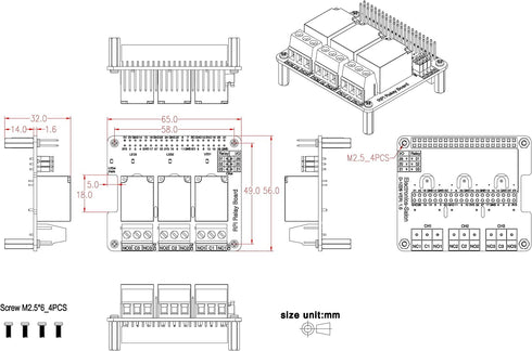 Electronics-Salon RPi Power Relay Board Expansion Module for Raspberry Pi A+ 3A+ B+ 2B 3B 3B+ 4B...