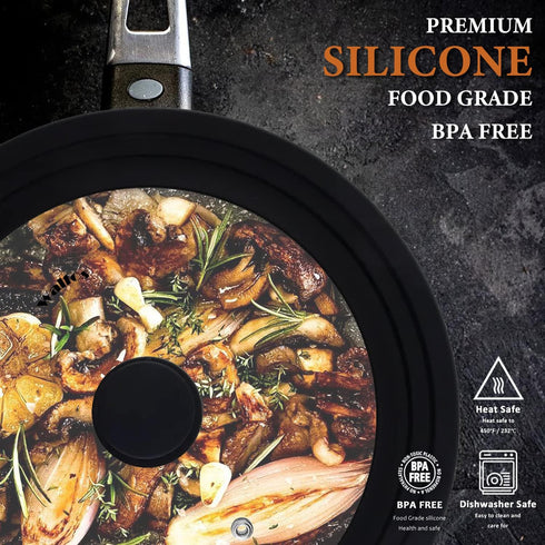 Universal Lid for Pots, Pans and Skillets & Frying Pan - Small Pan lids Fits 6.5", 7" and 8" Diameter Cookware - Tempered Glass with Heat Resistan...