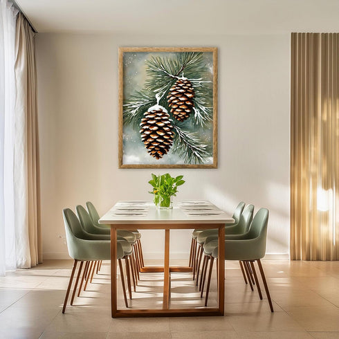 Posterizer 1 pcs-pinecones in snowey winter nature 8-Holiday Poster Collection-Landscape & Nature Art-Living Room Bedroom Decor- unframed wall art...