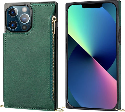 Bocasal Crossbody Wallet Case for iPhone 13 Pro Max with RFID Blocking Card Slot Holder, Magnetic Flip Folio Purse Case, PU Leather Zipper Handbag...