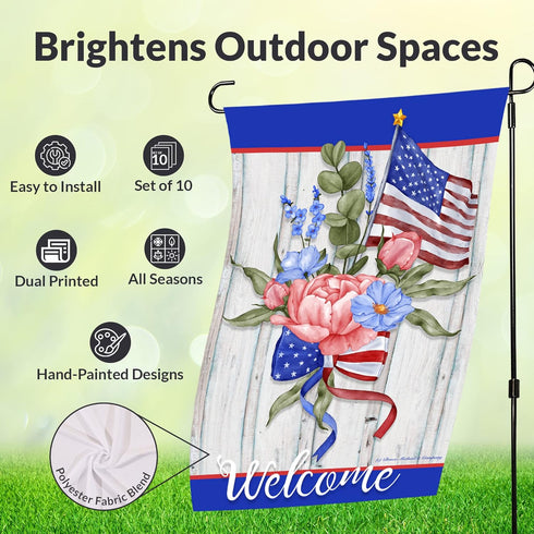 Seasonal Garden Flags 12x18 Double Sided Set of 10 Outside Yard Flags, Decorative Small Garden Flag with Anti-Wind Clip and Stopper, Garden Flags ...