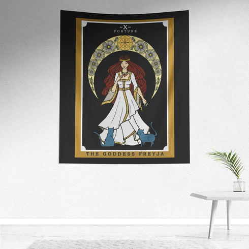 The Goddess Freyja Tarot Card Tapestry - Norse Goddess Freya Pagan Witch Wall Hanging Home Decor (60" x 50")...