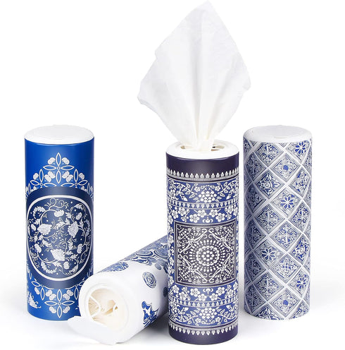 Car Round Canned Tissue Box Perfect Fit Cup Holder Facial Tissues,Cylinder Tube Face Towel,4 Canister 3-Ply Car Napkins For Travel Tissue Bulk Fit...