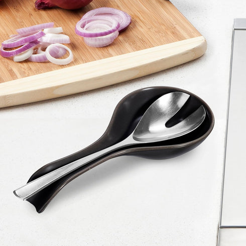 OGGI Ceramic Spoon Rest- Spoon Rest for Stove Top, Spoon Holder for Countertop, Kitchen Decor for Counter, Coffee Bar Accessories, Black...