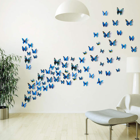 Amaonm® 60 Pcs 5 Packages Beautiful 3D Butterfly Wall Decals Removable DIY Home Decorations Art Decor Wall Stickers & Murals for Babys Bedroom Tv ...