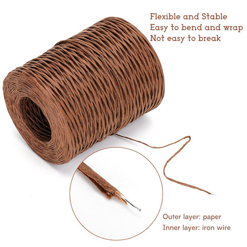 KINGLAKE Floral Wire Vine Wire Bind Wire, Paper Covered Bind Wire, 656 Feet Rustic Wrapping Wire, 2mm Brown Wire for Crafts, Flower Bouquets Crown...