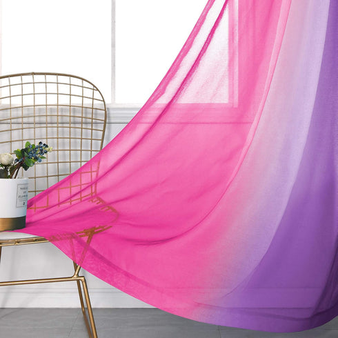 KOUFALL Kawaii Room Decor for Bathroom Pink and Purple Teen Girls Ombre Kids Curtain Rod Pocket Small Curtains for Girl Bedroom Decorations 45 Inc...