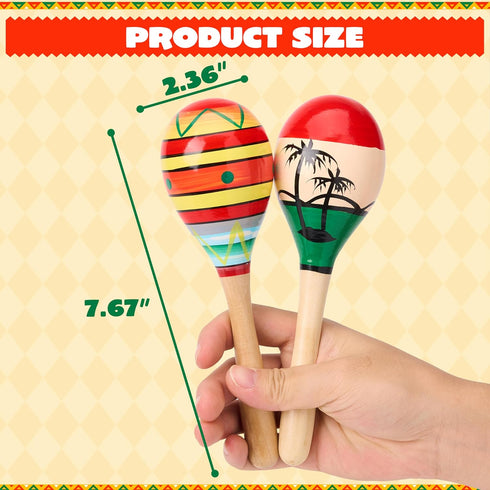 JOYIN 4 PCS Cinco De Mayo 7.6" Wooden Maracas for Kids, Maraca Magic, Wooden Rattle Noisemaker for Mexican Fiesta Party Favors, Musical Fun Partie...