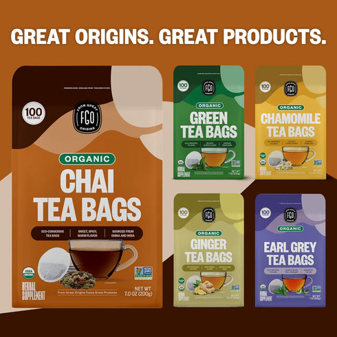 FGO Organic Chai Tea, 100 Count, Eco-Conscious Tea Bags, Resealable Bag, Packaging May Vary (Pack of 1)...