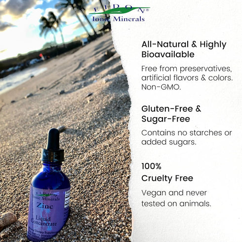 Eidon Ionic Minerals Liquid Zinc Concentrate - Ionic Zinc Supplement Drops for Adults and Kids, Support Immune System, Hair and Skin, Liver and Ki...