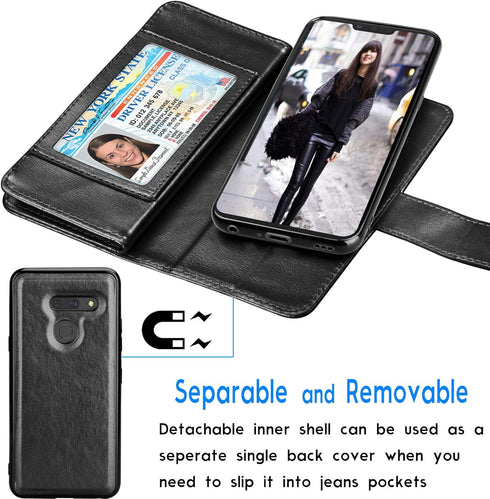 Tekcoo Wallet Case for LG G8 / LG G8 ThinQ 2019, Luxury ID Cash Credit Card Slots Holder PU Leather Carrying Purse Folio Flip Cover Cases [Detacha...