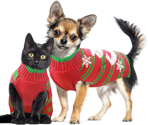 Dog Christmas Sweater Cute Snowman Puppy Cat Costume Boy Girls Xmas Holiday Pet Clothes New Year Outfits Gifts for Small Medium Large Dogs (XXS, R...