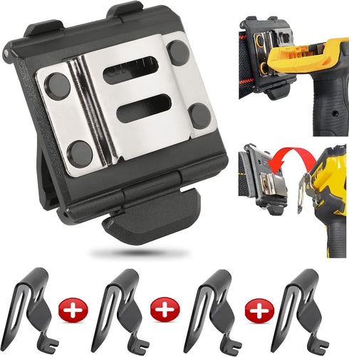Tape Measure Holster with 4 Drill Clip, Tape Measure Holder Belt, Drill Holster Belt Clip, Drill Holster with Tool Belt Hook, Free Your Hands....