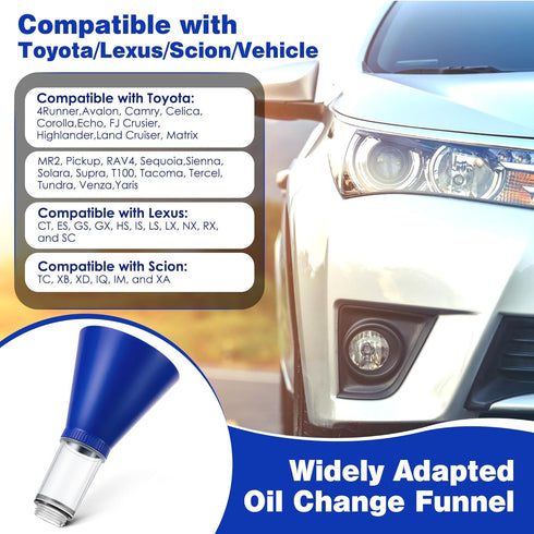 Feekoon Engine Oil Funnel with 6 Oil Drain Plug Gaskets, Compatible with Toyota/Lexus/Scion Vehicles, Oil Funnel for Oil Change with Threaded Oil ...