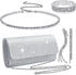 4 Pieces Women Rhinestone Evening Clutch Bag Silver Clutch Purses Bag for Women Evening Rhinestone Jewelry Set...