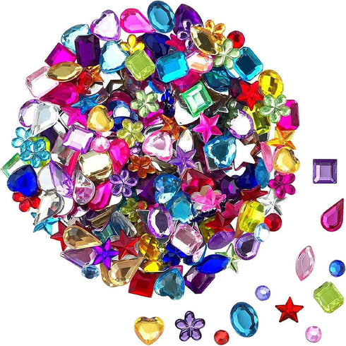 JPSOR 900pcs Gems Jewels for Crafts, Acrylic Flatback Rhinestones for Halloween Pirate Party Decorations, Crafting Embellishments Gemstone (9 Shap...
