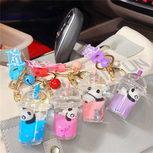 Cute panda Key Ring Decoration, Liquid Quicksand Floating Fox Handbag Accessories...