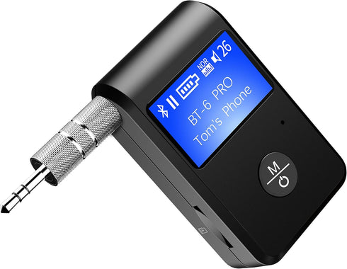 ZIIDOO Visible Bluetooth Car Adapter,Aux Bluetooth Adapter 5.0 with Display Screen,Portable Bluetooth Receiver with DSP/CVC Noise Cancellation and...