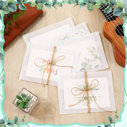 50 Pcs Vellum Envelopes Clear Invitation Envelopes for Wedding Self Adhesive Envelopes Translucent Invitation Paper for Greeting Cards Announcemen...