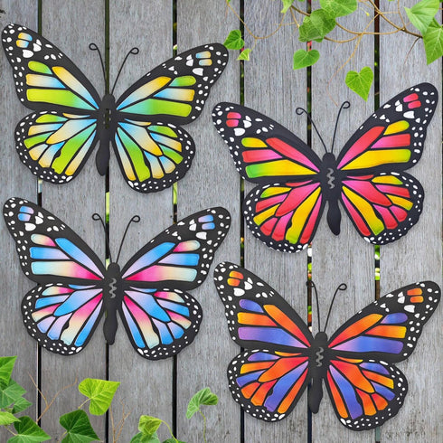 EOORAU Metal Butterfly Outdoor Decor - 4 Pack 9.8in Butterflies Wall Hanging Sculpture Decor for Home Yard Fence Patio Garden Decoration...