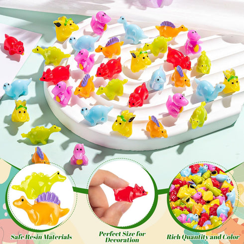 48 Pcs Mini Dinosaur Figures Resin, 6 Types Small Dinosaur Toys, Garden Mini Dinosaurs for Cake Topper (Mixed Packaging)...