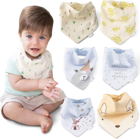 Soanna Baby Bandana Bibs 6 packs Bandana Drool Bibs 100% Cotton for Unisex Boys Girls SOFT And ABSORBENT...