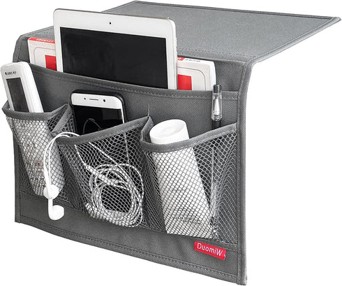 Bedside Storage Organizer, Bedside Caddy, Table Cabinet Storage Organizer, TV Remote Control, Phones, Magazines, Tablets, Accessories, Grey...