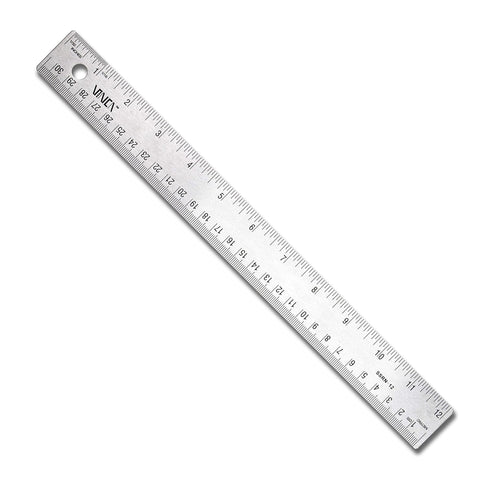 VINCA SSRN-12 Stainless Steel Office Drawing Ruler 0-12 Inch 0-30cm with Non Slip Cork Base Measuring Tool...