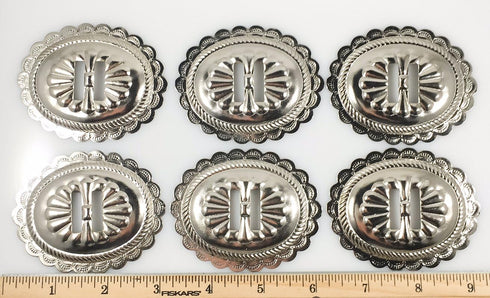 Dangerous Threads Conchos 2 3/4" Big Oval Classic Western Bright Nickel 6 pieces #50065...