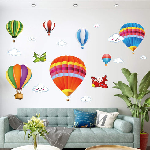 Amaonm Removable Creative 3D Hot air Balloon Aircraft and Smile Clouds Wall Decals Kids Room Wall Decorations Art Decor Stickers Nursery Decor 3D ...