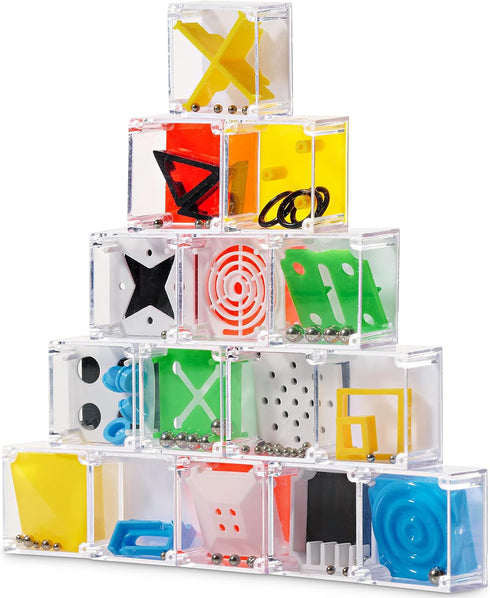 Mini Cube Puzzle Box Set - Pack of 24 Balance IQ Party Favor Games for Kids, Teens and Adults, 1.5 Inch 3D Brain Teaser Maze Ball Toy Puzzles by B...