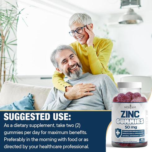 Zinc Gummies - 50mg High Immune Booster Zinc Supplement, Immune Defense, Powerful Natural Antioxidant, Non-GMO - by New Age (60 Count (Pack of 1))...