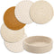 Trivets for Hot Dishes, Trivets for Hot Pots and Pans, Cotton Coasters 5 Pcs and Storage Basket 1 Pack, Pot Holders for Kitchen, Hot Pads for Tabl...