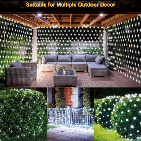 echosari Solar Net Lights Outdoor, 100 LED 5Ft x 5Ft Bush Net Light Outdoor Mesh Lights Auto On/Off 8 Modes for Tree Fence Wall Roof Backyard Bush...
