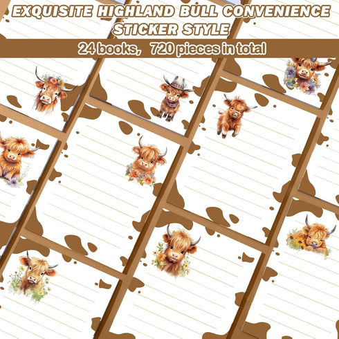 Janlaugh 24 Pads 1440 Sheets Highland Cow Sticky Notes Sticky Memo Pads Self Stick Cute Cow Office Supplies Cow Party Favors Adhesive Notepad for ...