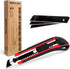 Berkling 18mm Retractable Utility Knife with 4x SK2H Snap Off Black Spare Blades (18mm 1 PACK)...