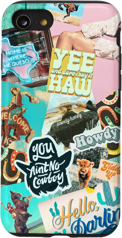 iPhone SE (2020) / 7 / 8 Western Cowgirls Howdy Giddy-up Boho Aesthetics Country Chic Case...