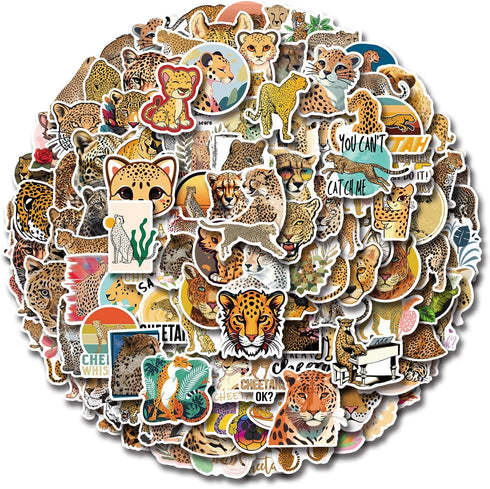 160 Pcs Cheetah Print Stickers Animals Vinyl Waterproof Graphic Decal Leopard Sticker for Phone Skateboard Laptop Stickers, Bulk Sticker Packs for...