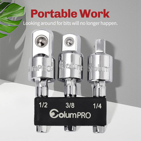 3PCS 360° Rotatable Bits Storage Set,1/4" 3/8" 1/2" Impact Power Drill Sockets Adapter Extension Sets,Universal Socket Wrench Adapter Set,Right An...