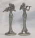SEHAMANO Set of 2 Girls Playing Violin and Flute Figurine, Metal Sculpture Accent Piece, Ornament, Old-Fashioned Decorative Object for Home, Offic...