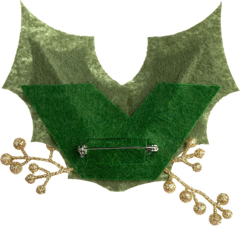 DEMDACO Holly Berry Red, Green, and Gold Tone Glittered 5 Inch Polyester Christmas Lapel Pin...