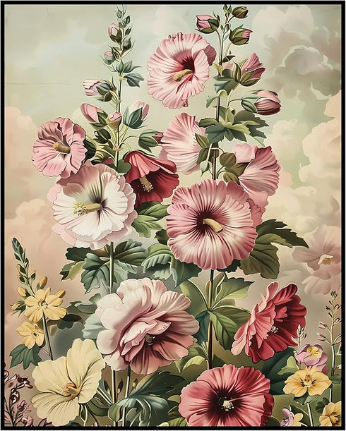 Posterizer 1 pcs-pastel pink wild flowers in the nature-Floral & Botanical Art-Abstract & Modern Art-Decor for Home & Office- UNFRAMED Wall Art...