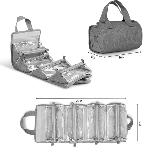 A F 4-in-1 Hanging Toiletry Bag | Roll-up Makeup Organizer With 4 Detachable PVC Zip Pouches| Travel Toiletry Bag, 600D Oxford Fabric Material Org...