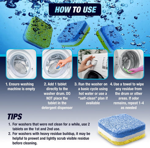 Washing Machine Cleaning Tablets - Front Load - 28 Tablets - 3 Layers Eco Friendly Formula - Deep Cleaning & Descaling - Protect & Deodorize - Des...