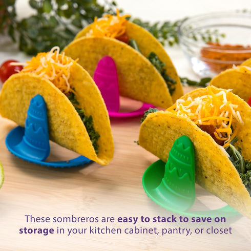 Talisman Designs Sombrero Taco Holders - Set of 4, Hold & Fill Small or Large Tacos | Crunch & Soft...