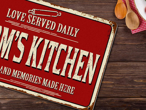 Rustic Kitchen Wall Decor Old Country Aluminum Metal Sign, 12 x 8 inches Home Dining Room Decor - Mom's Kitchen...