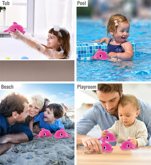 DolliBu Dolphin Bath Buddy Squirter - Floating Pink Dolphin Rubber Bath Toy, Fun Water Squirting Bathtime Play for Toddlers, Cute Sea Life Animal ...